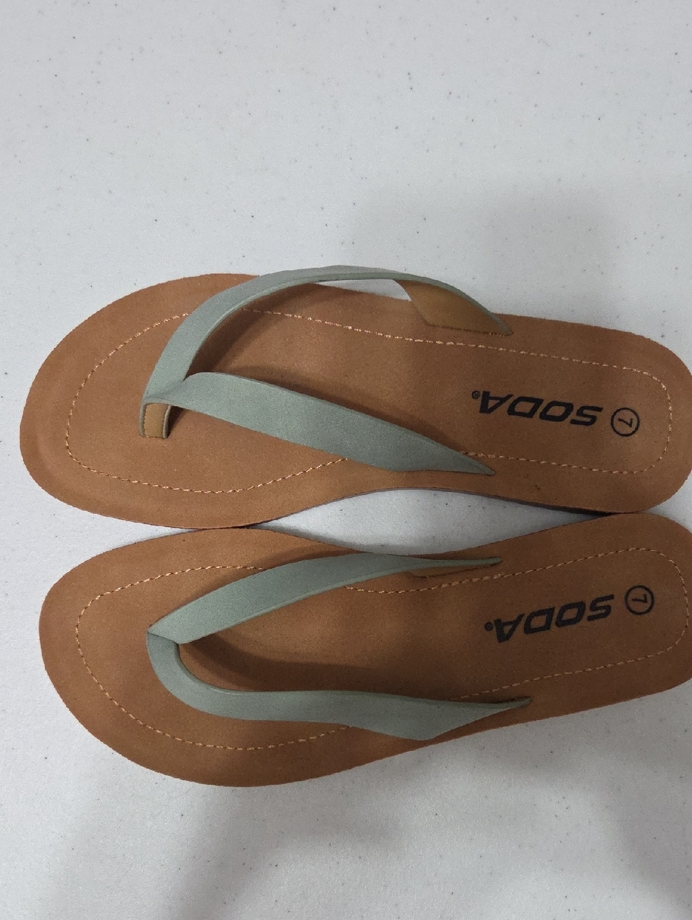Soda Women's Mint Strap Tan Footbed Flip Flop Sandals